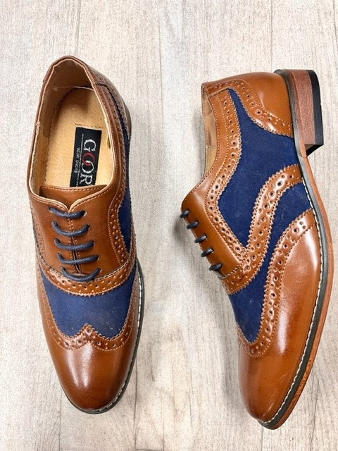 Goor Tan/Navy Brogue Shoes