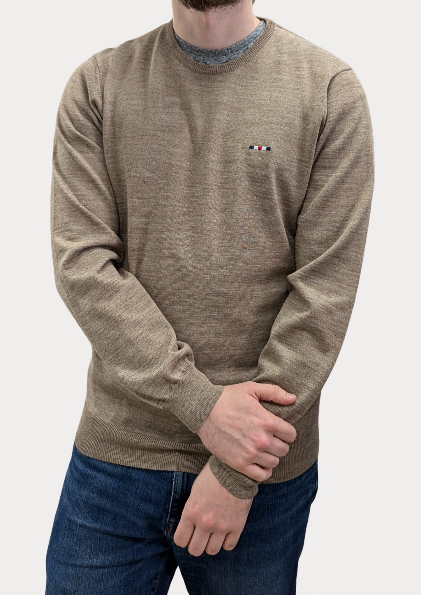 FQ1924 - Kyle Crew Neck Knit Crockery Melange