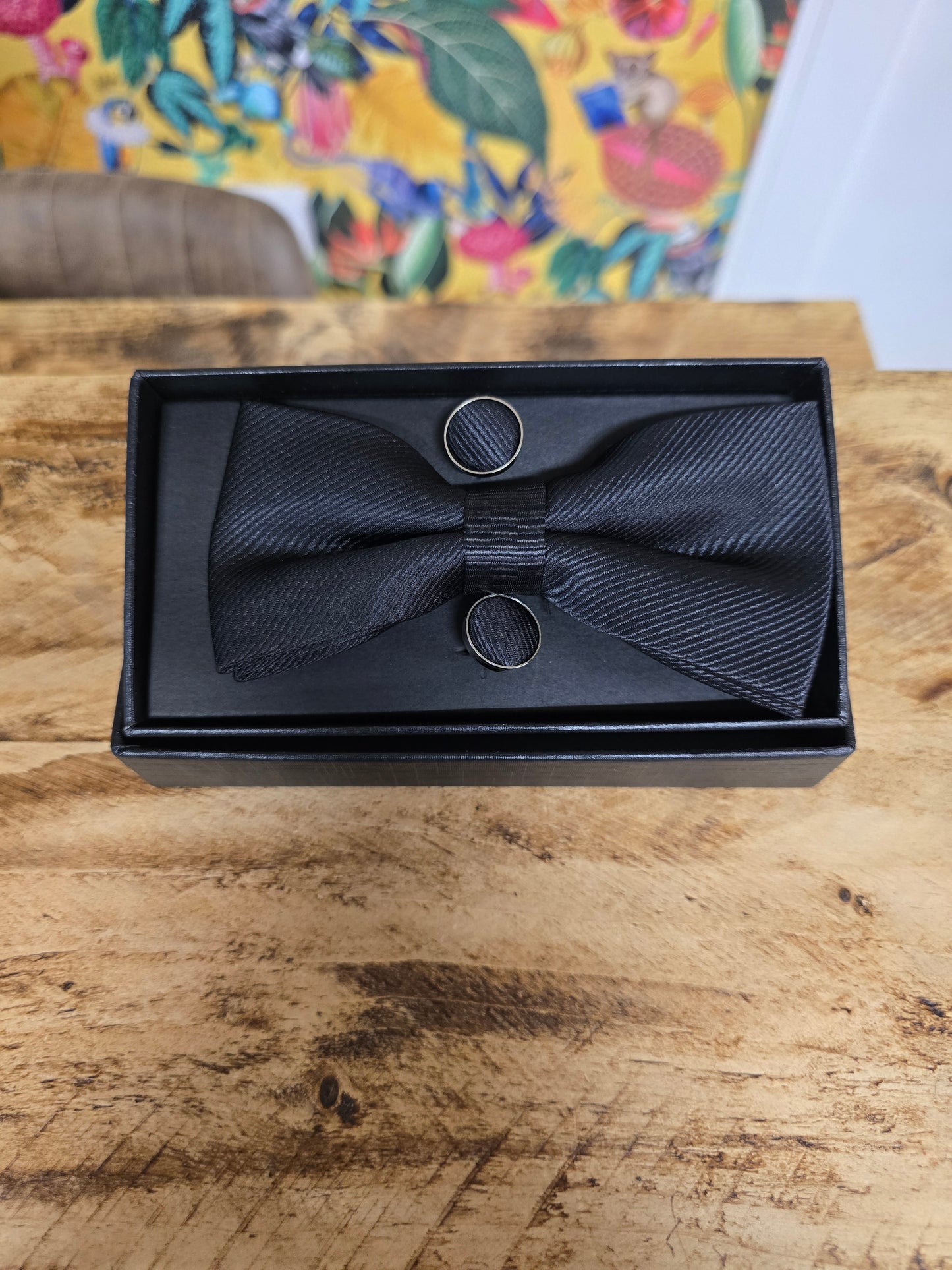 Charles Grey Black Bow Tie Set