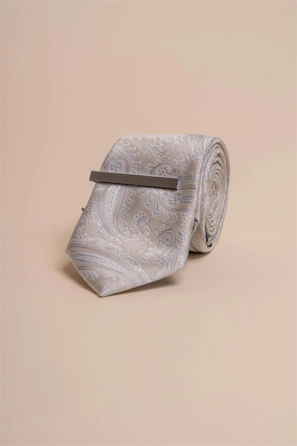 Cavani CV817 Light Grey Paisley Tie Set
