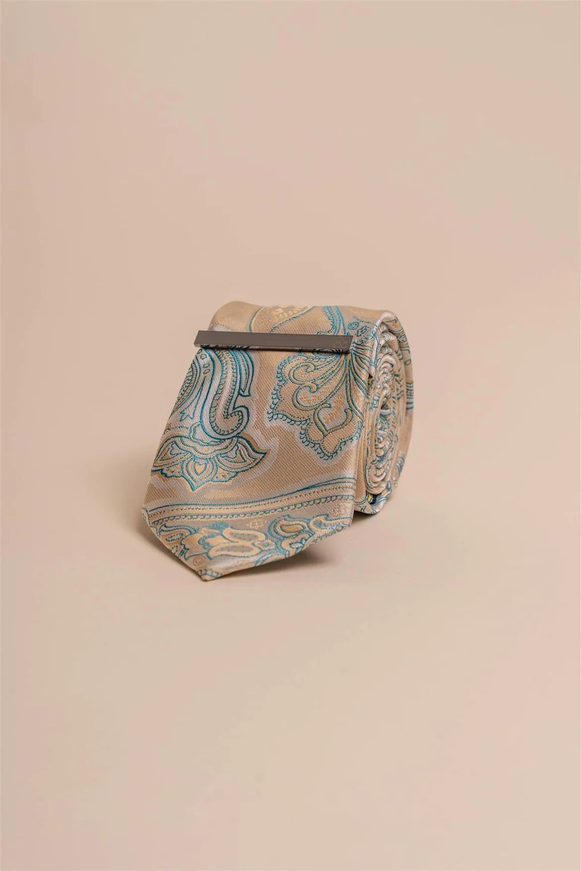Cavani CV819 Yellow/Blue Paisley Tie Set