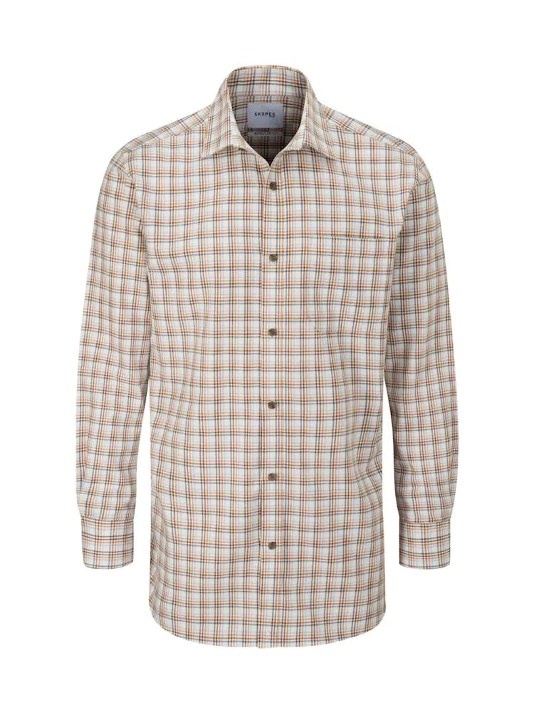Skopes Cotton Long sleeve Shirt- Navy-Rust Check