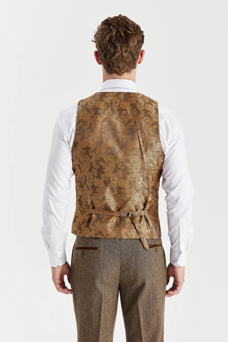 Paul Andrew- Oscar Brown Tweed Waistcoat