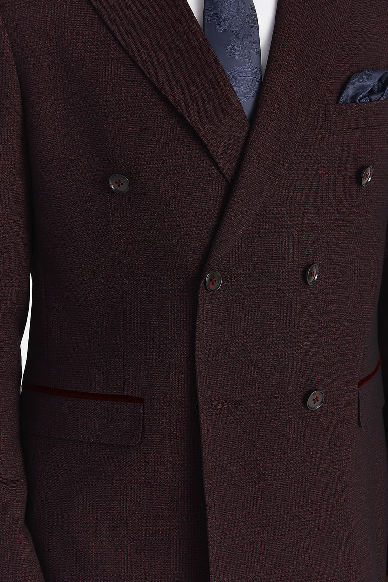 Paul Andrew - Regent Wine Check Double Breasted Jacket