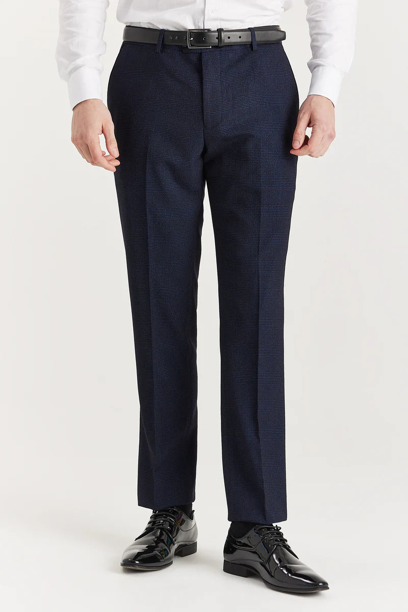 Paul Andrew- Regent Navy Check Trouser