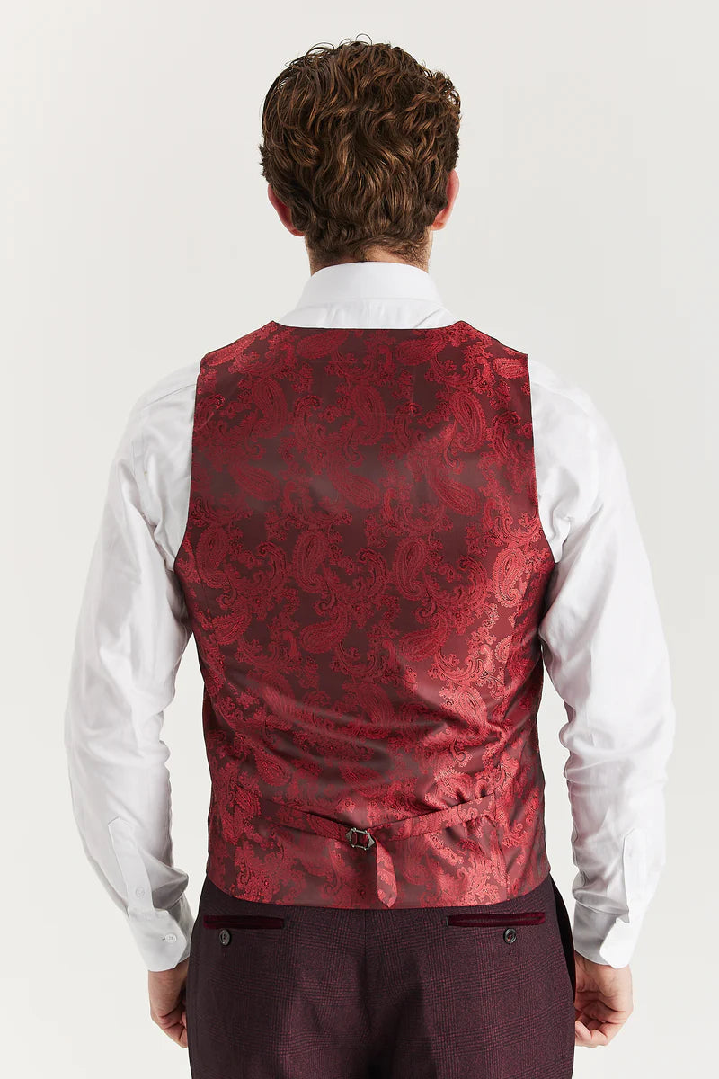 Paul Andrew- Regent Wine Check Waistcoat