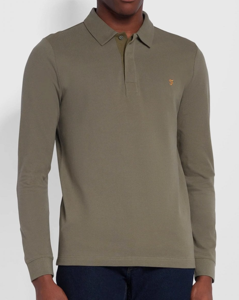 Farah Haslam LS Polo in Vintage Green