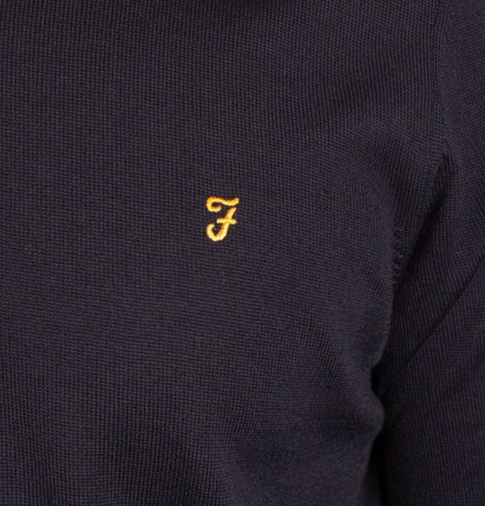 Farah Redchurch 1/4 Zip Collared Jumper in True Navy