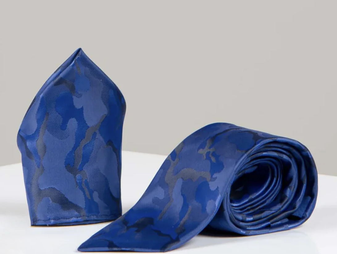 Marc Darcy Navy Camouflage Tie Set