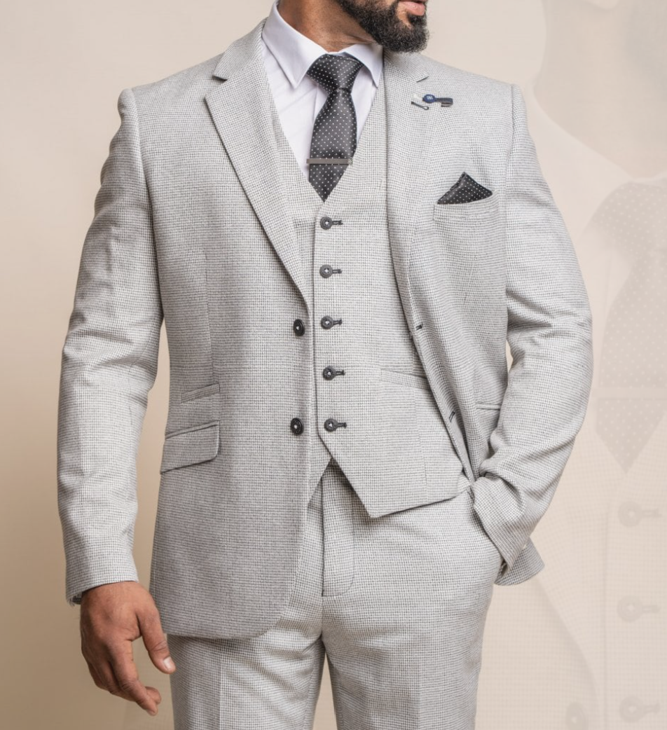 Cavani Kyoto Light Grey Dogtooth Jacket