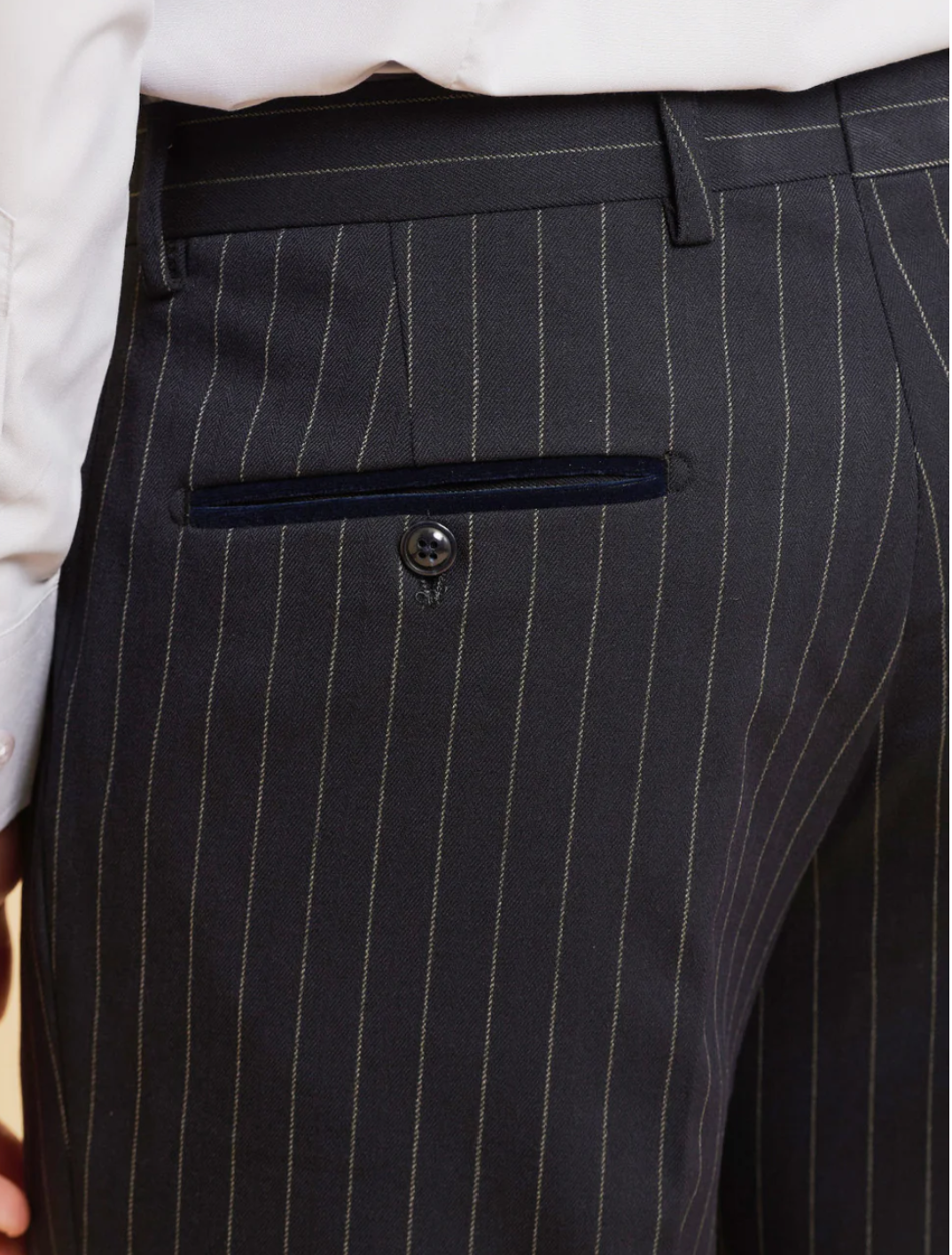 Marc Darcy Rocco Navy Pinstripe Trousers
