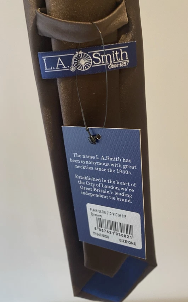 LA Smith Plain Dark Brown tie