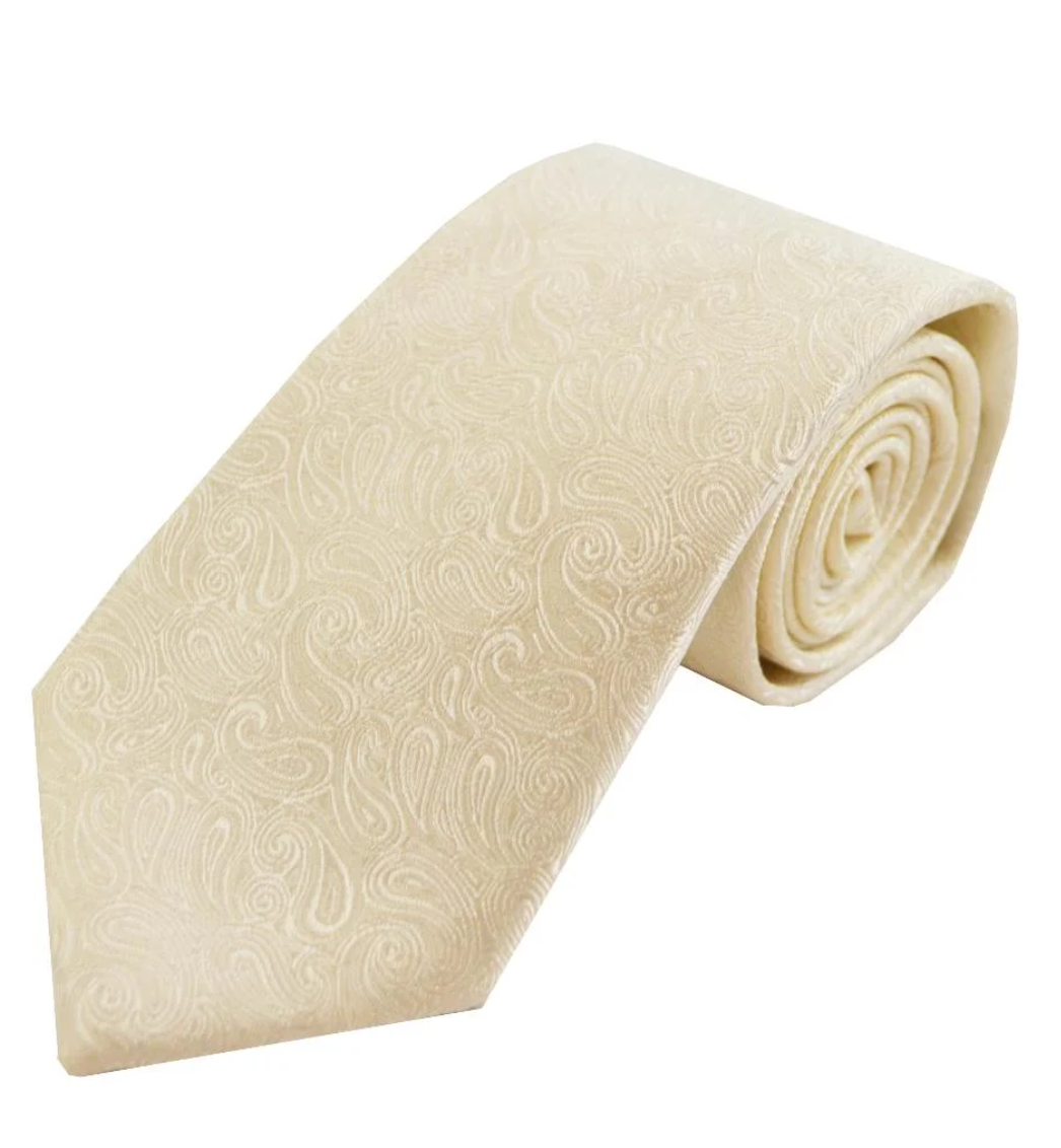 L A Smith Wedding Paisley Ivory tie