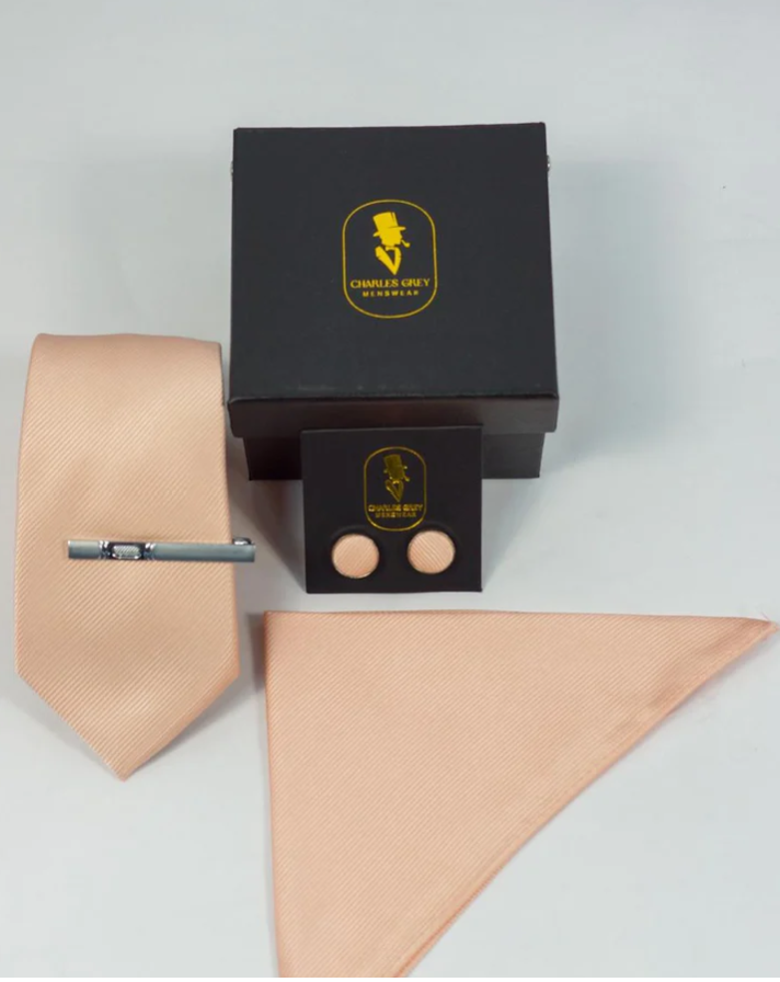 Charles Grey Blush Pink Tie Set