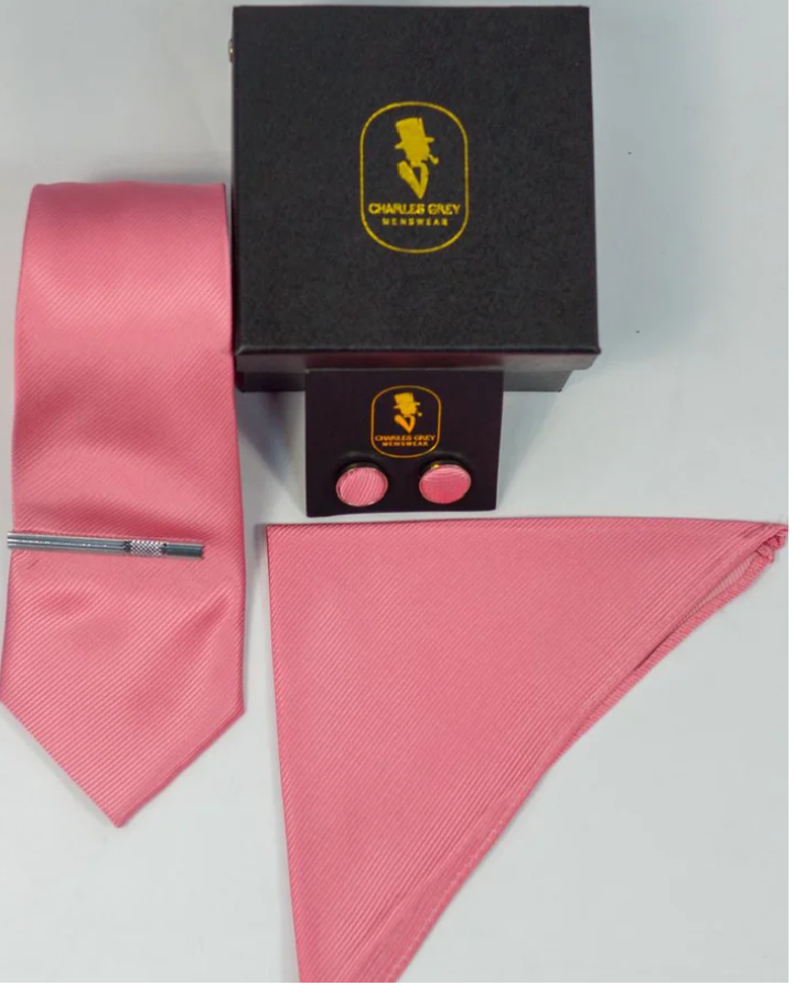 Charles Grey Pink Tie Set
