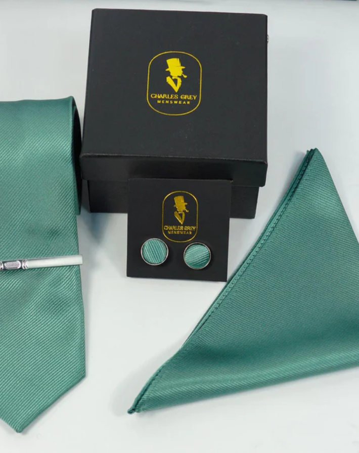 Charles Grey Sage Tie Set
