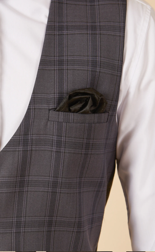 Marc Darcy Jose Grey Check Waistcoat