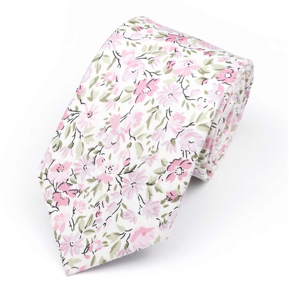 Jenson Samuel Soft pink floral cotton classic tie