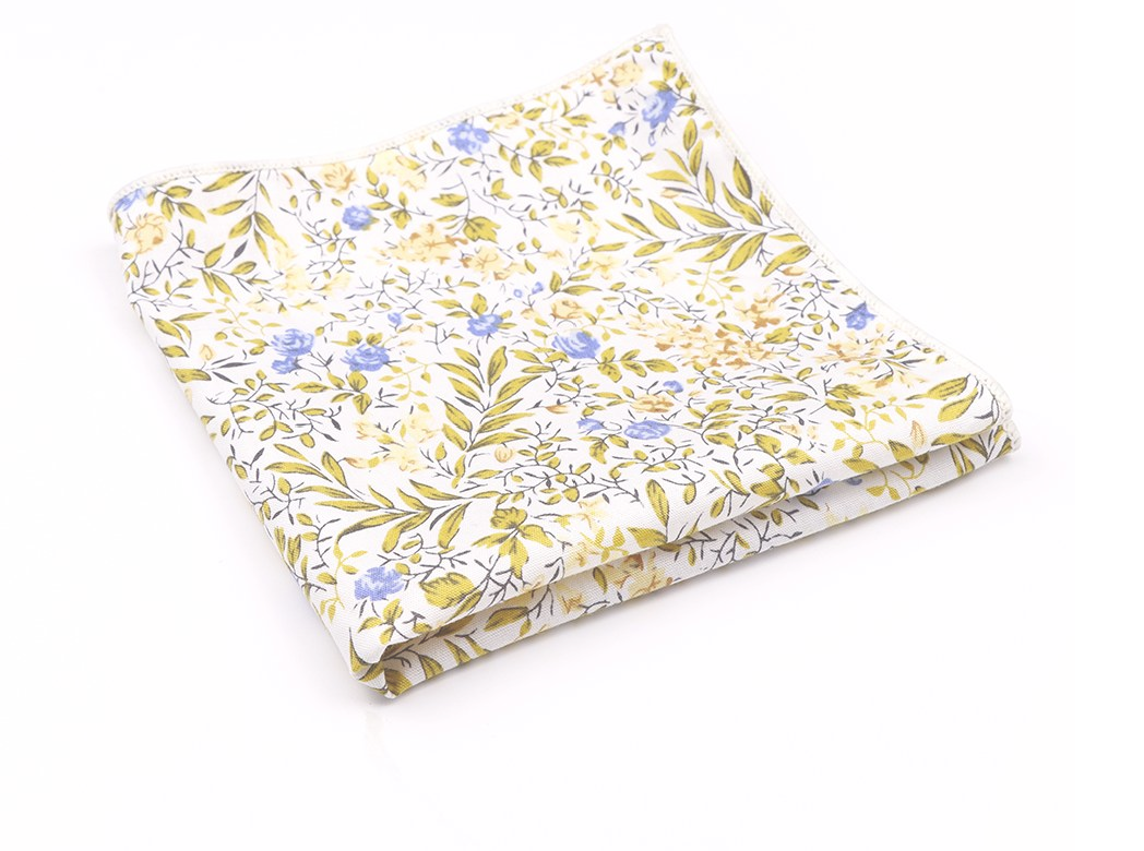 Jenson Samuel Yellow floral cotton classic pocket square