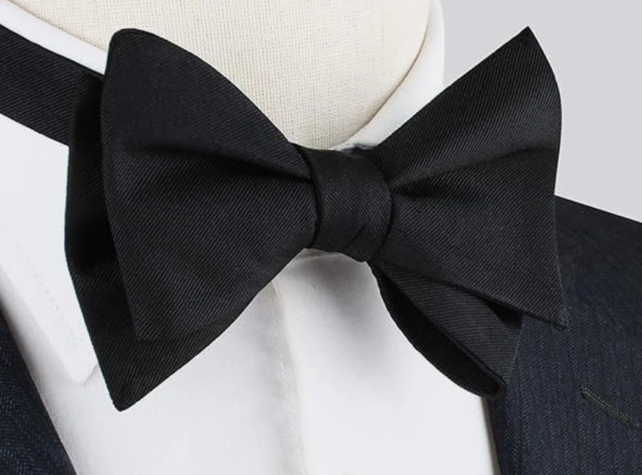 Squires Plain Black Self Tie Bow Tie