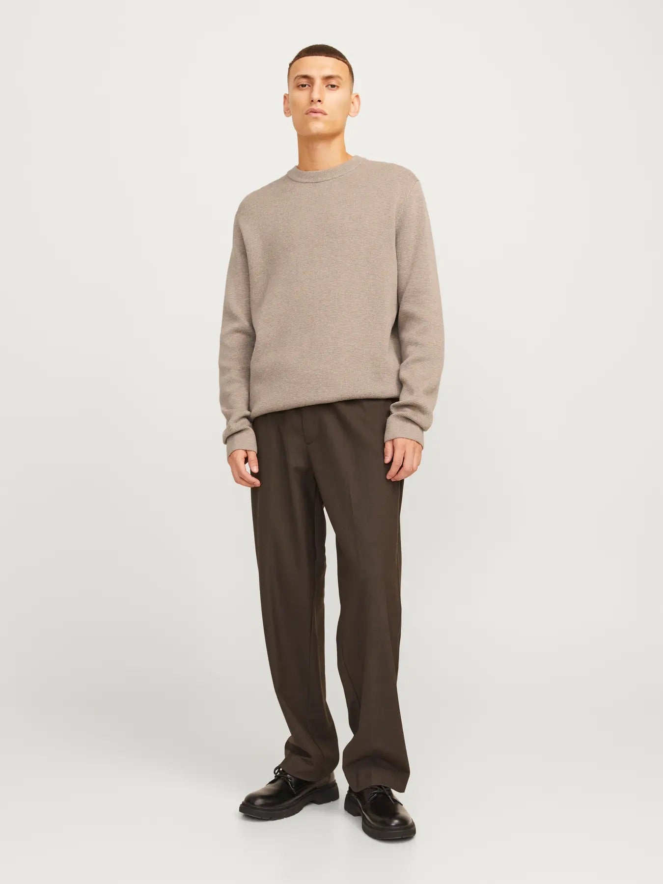 Jack & Jones Beige Milano Knit Crew Neck