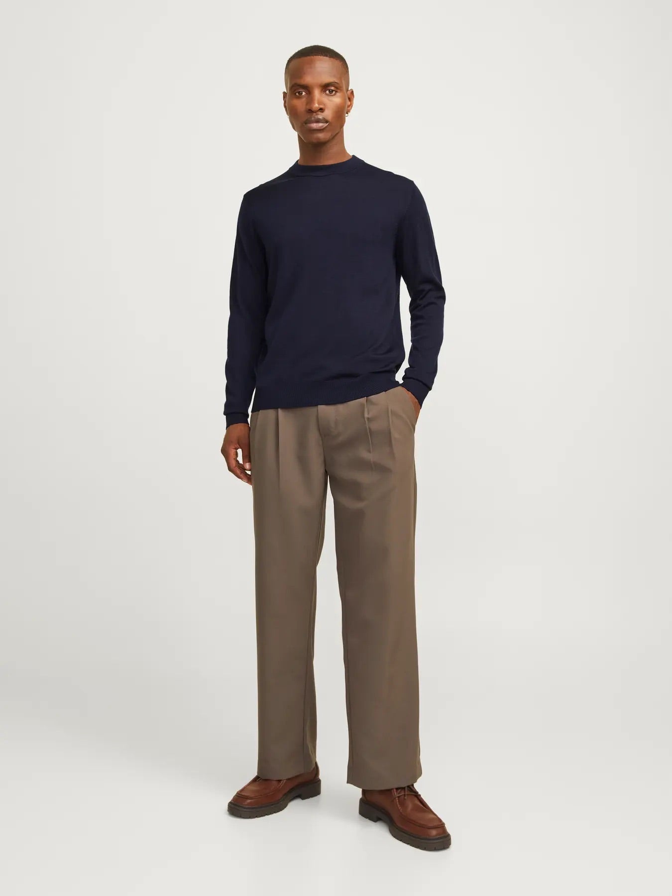 Jack & Jones Navy Milano Knit Crew Neck