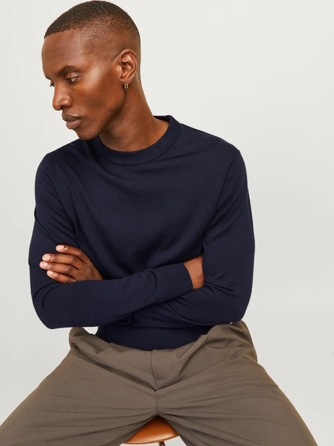 Jack & Jones Navy Milano Knit Crew Neck
