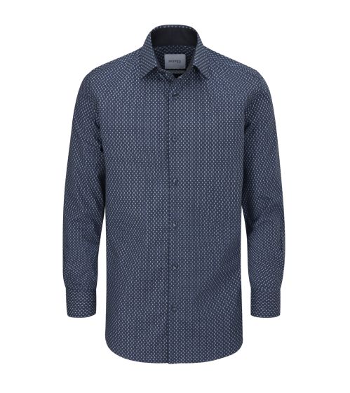 Skopes Cotton Long sleeve Shirt- White/Navy Geo