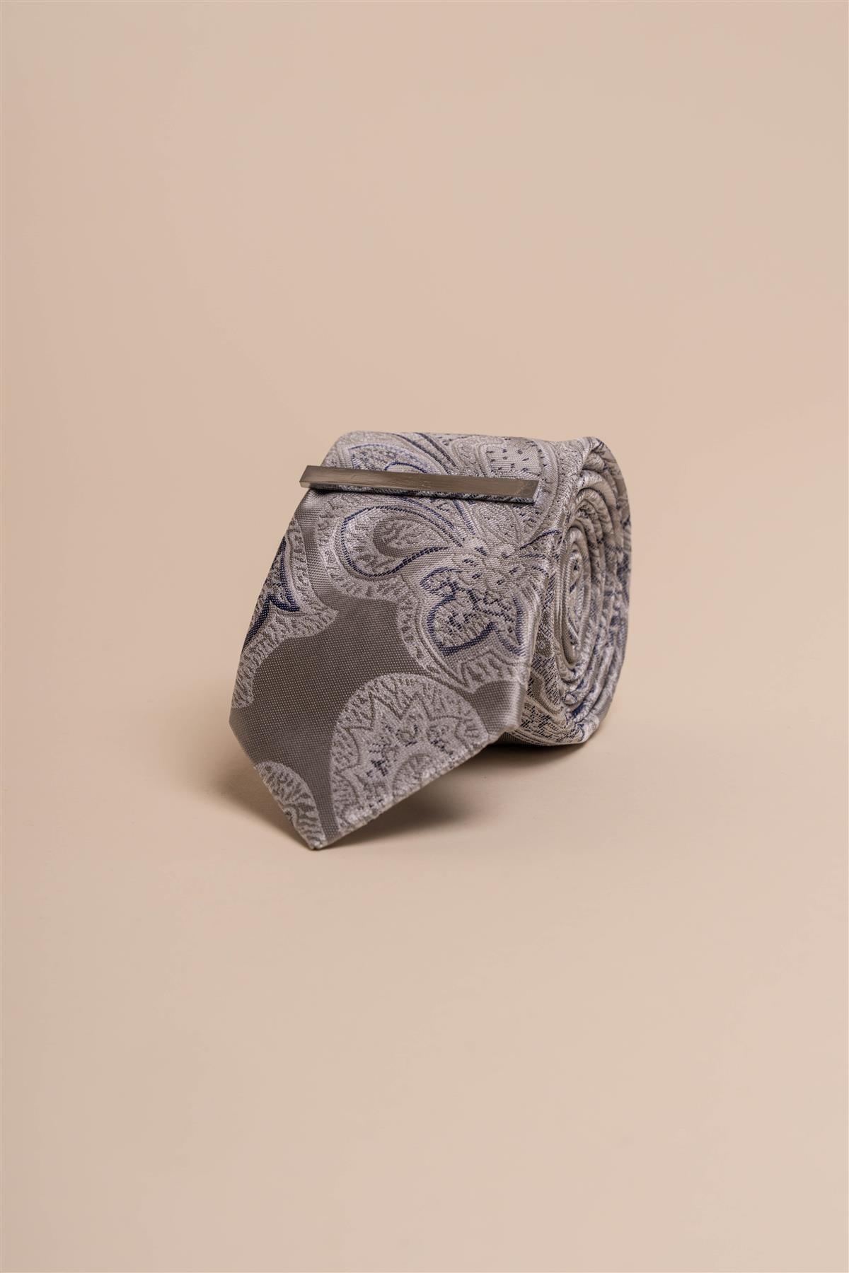 Cavani CV815 Grey Paisley Tie Set