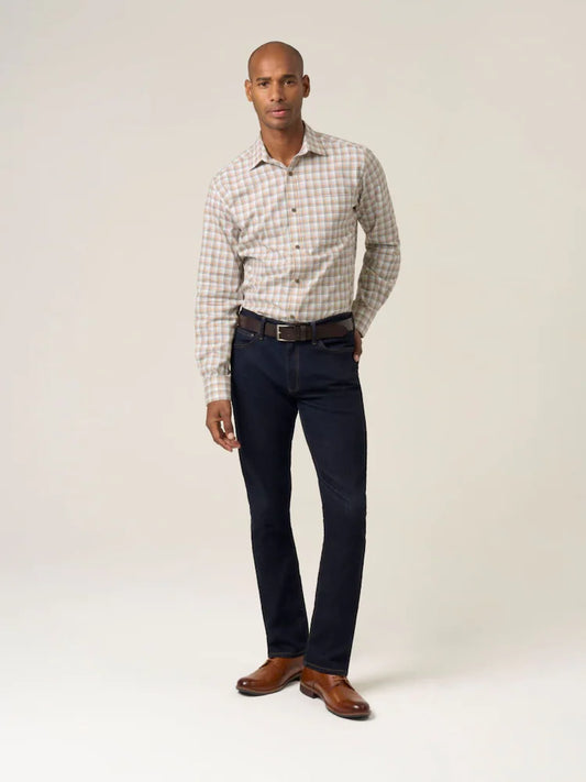 Skopes Cotton Long sleeve Shirt- Navy-Rust Check