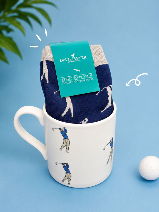 David Aster Golf China Mug and Sock Set