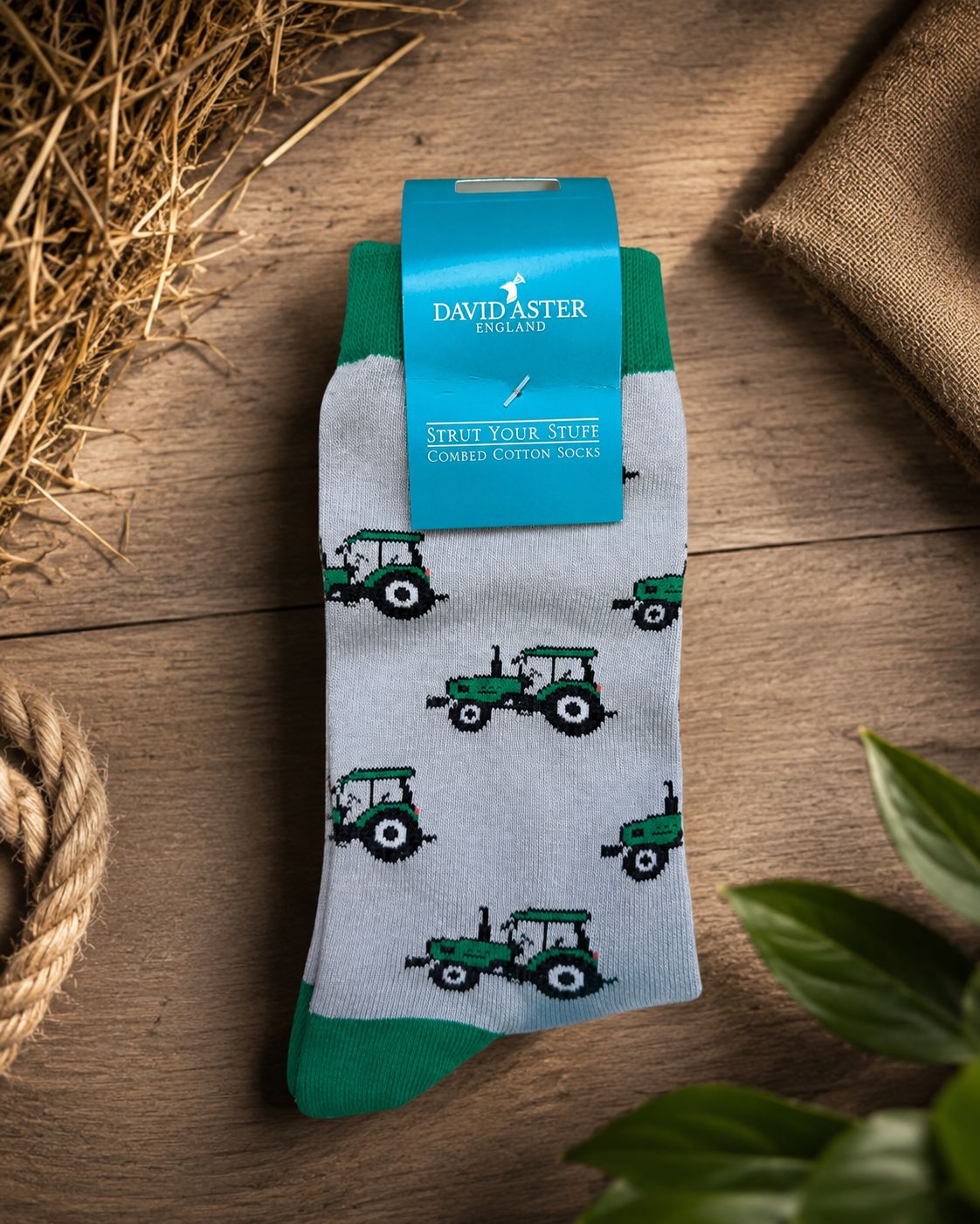 David Aster Green Tractor Socks