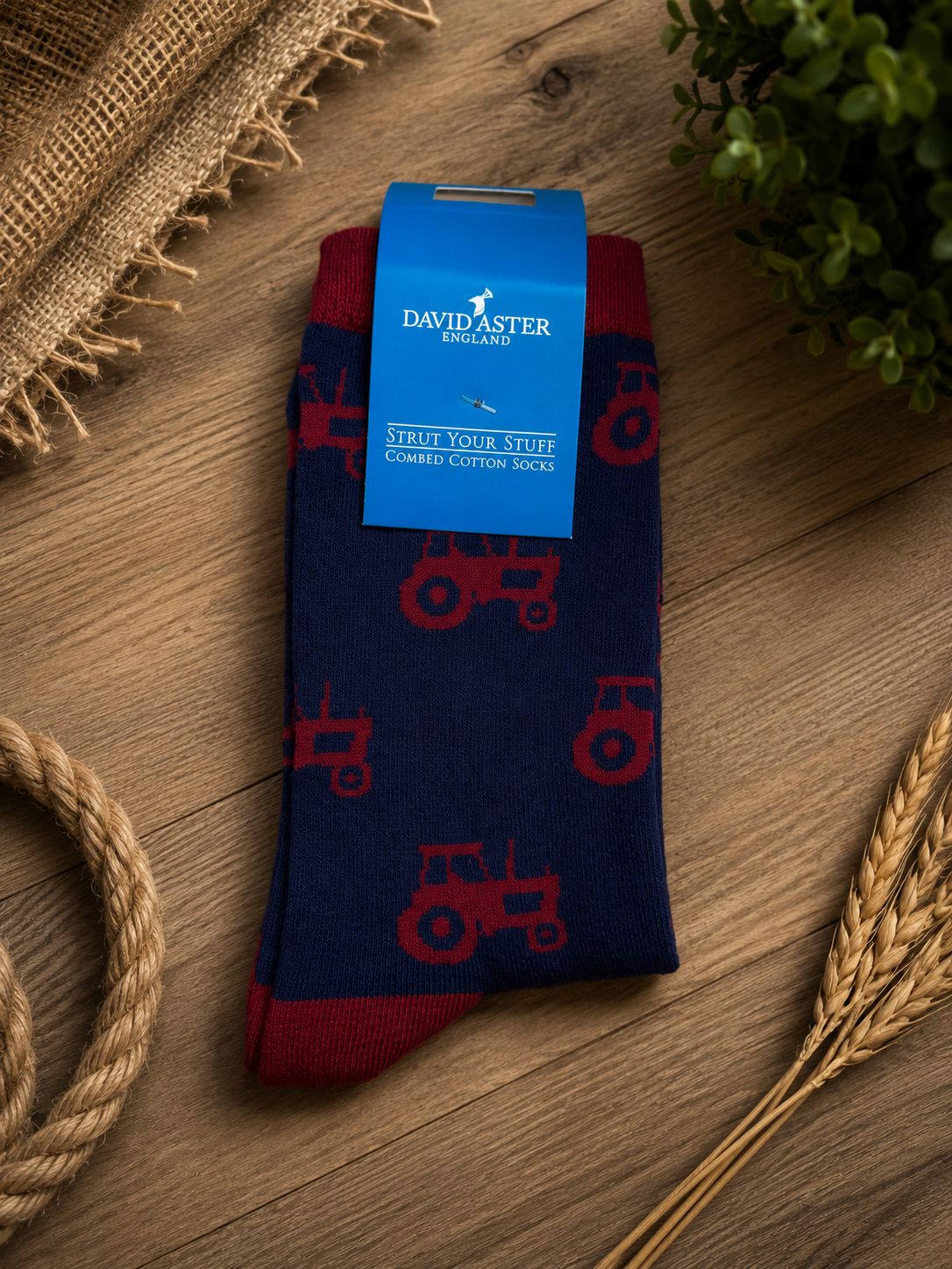 David Aster Red Tractor Socks