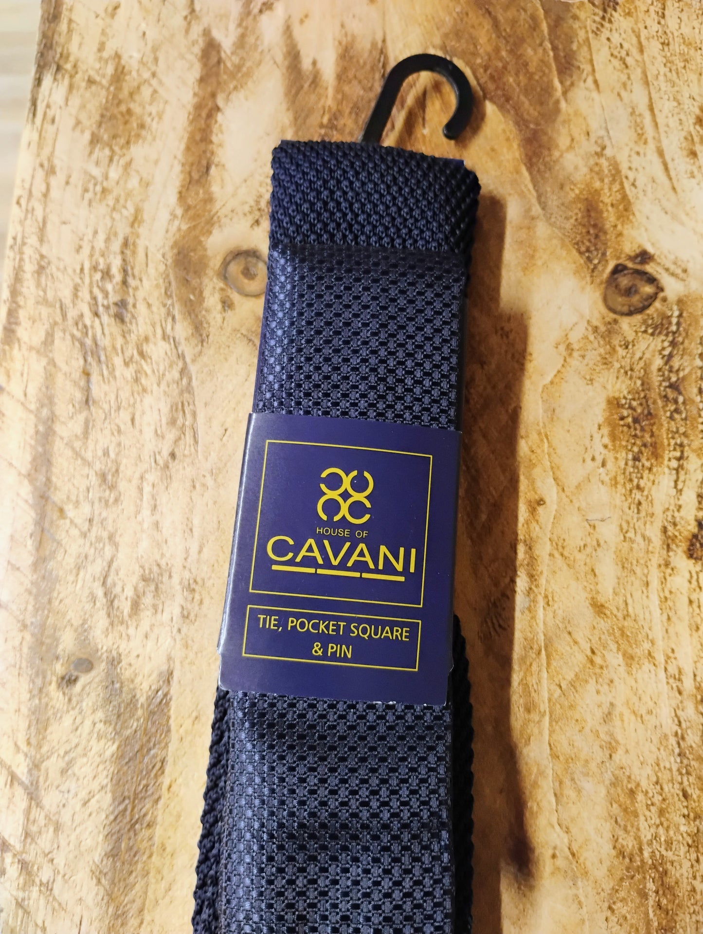 Cavani Navy Textured tie set