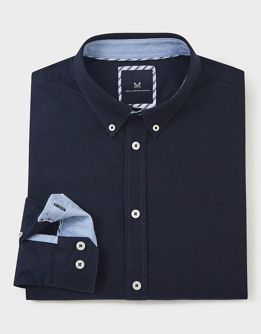 Navy slim fit cotton shirt by Crew clothing company