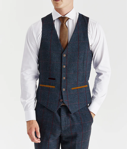 Paul Andrew- Madrid Navy Tweed Waistcoat