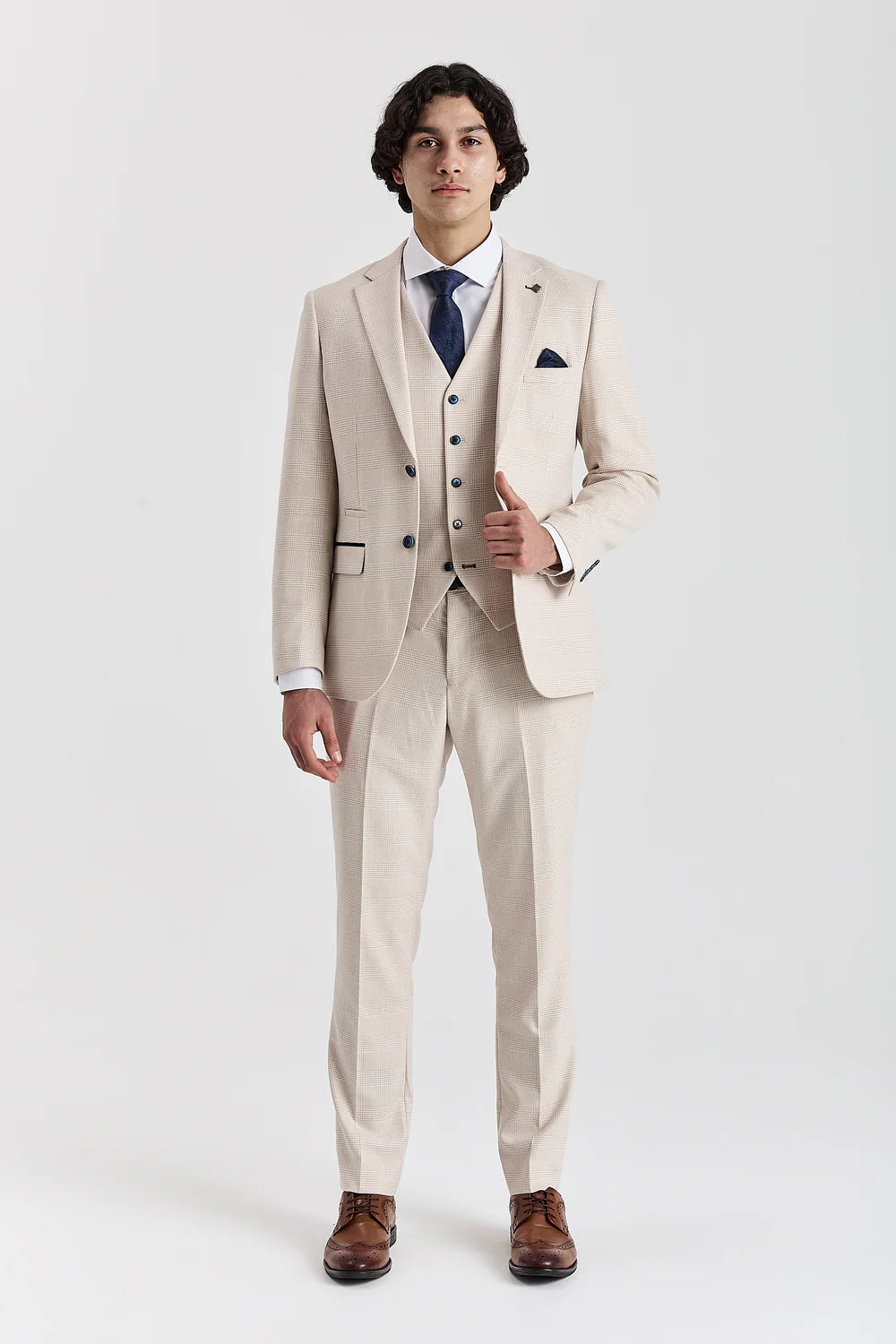 Paul Andrew- Regent Cream Check Trouser