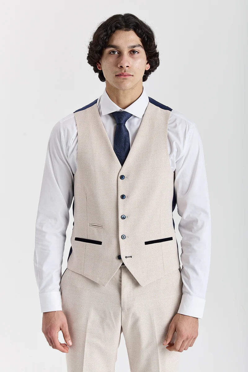 Paul Andrew- Regent Cream Check Waistcoat