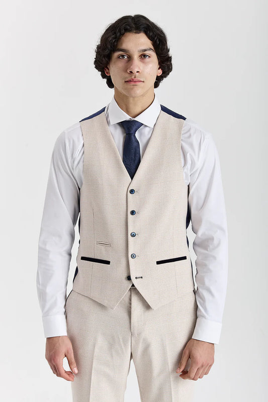 Paul Andrew- Regent Cream Check Waistcoat