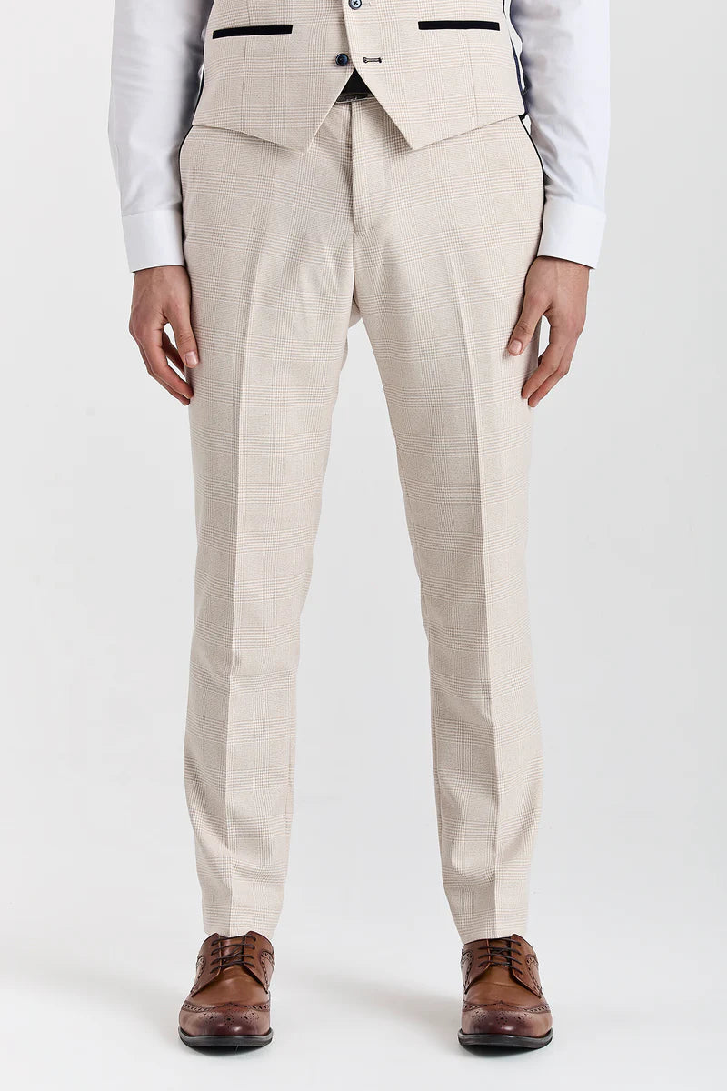 Paul Andrew- Regent Cream Check Trouser