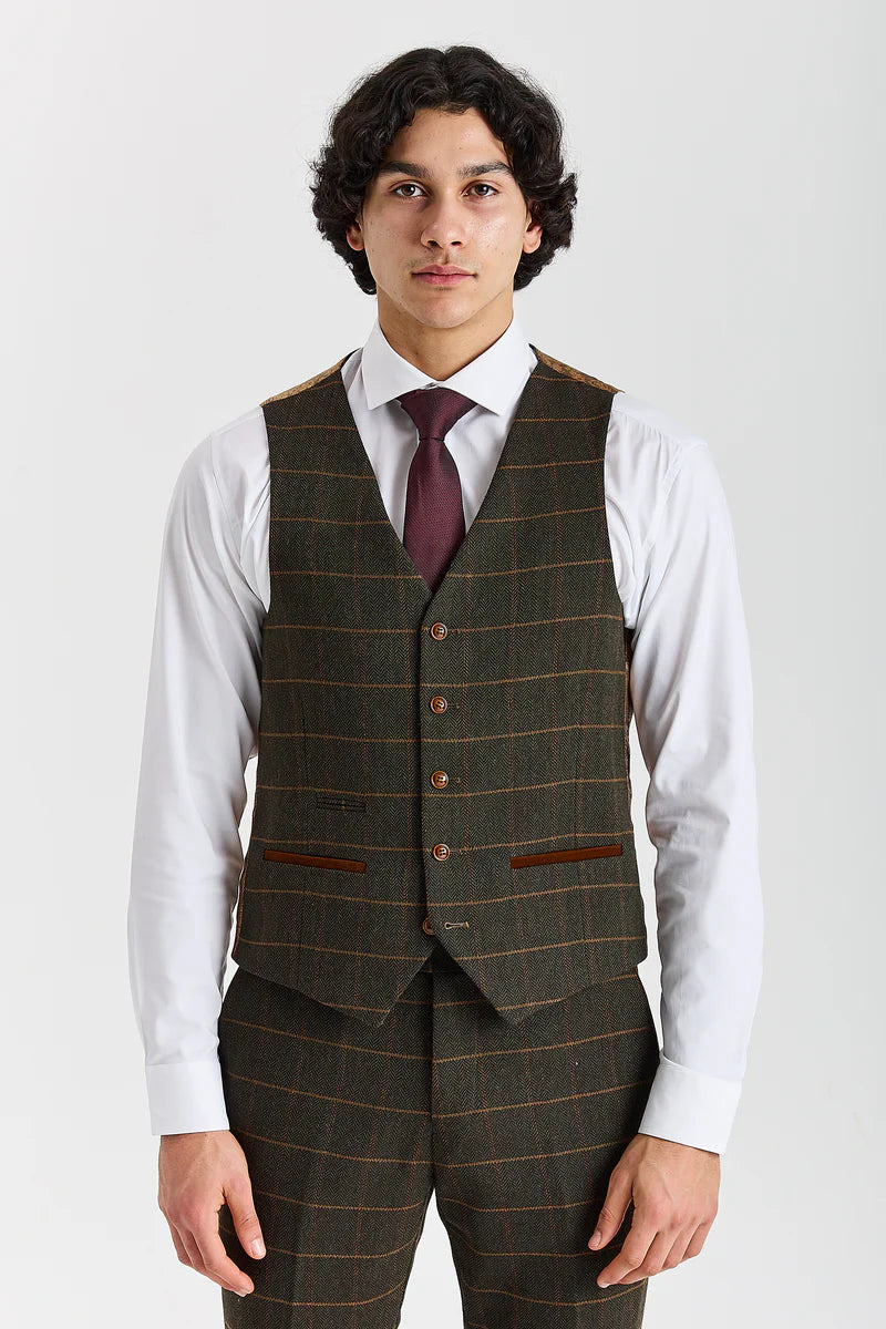 Paul Andrew- Harris Green Tweed Waistcoat