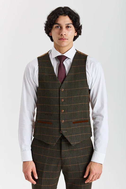 Paul Andrew- Harris Green Tweed Waistcoat