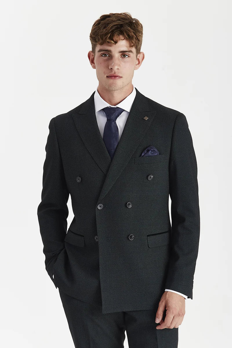 Paul Andrew - Regent Olive Check  Double Breasted Jacket