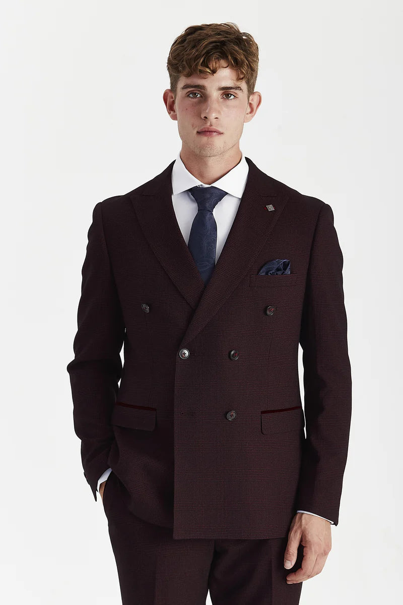 Paul Andrew - Regent Wine Check  Double Breasted Jacket