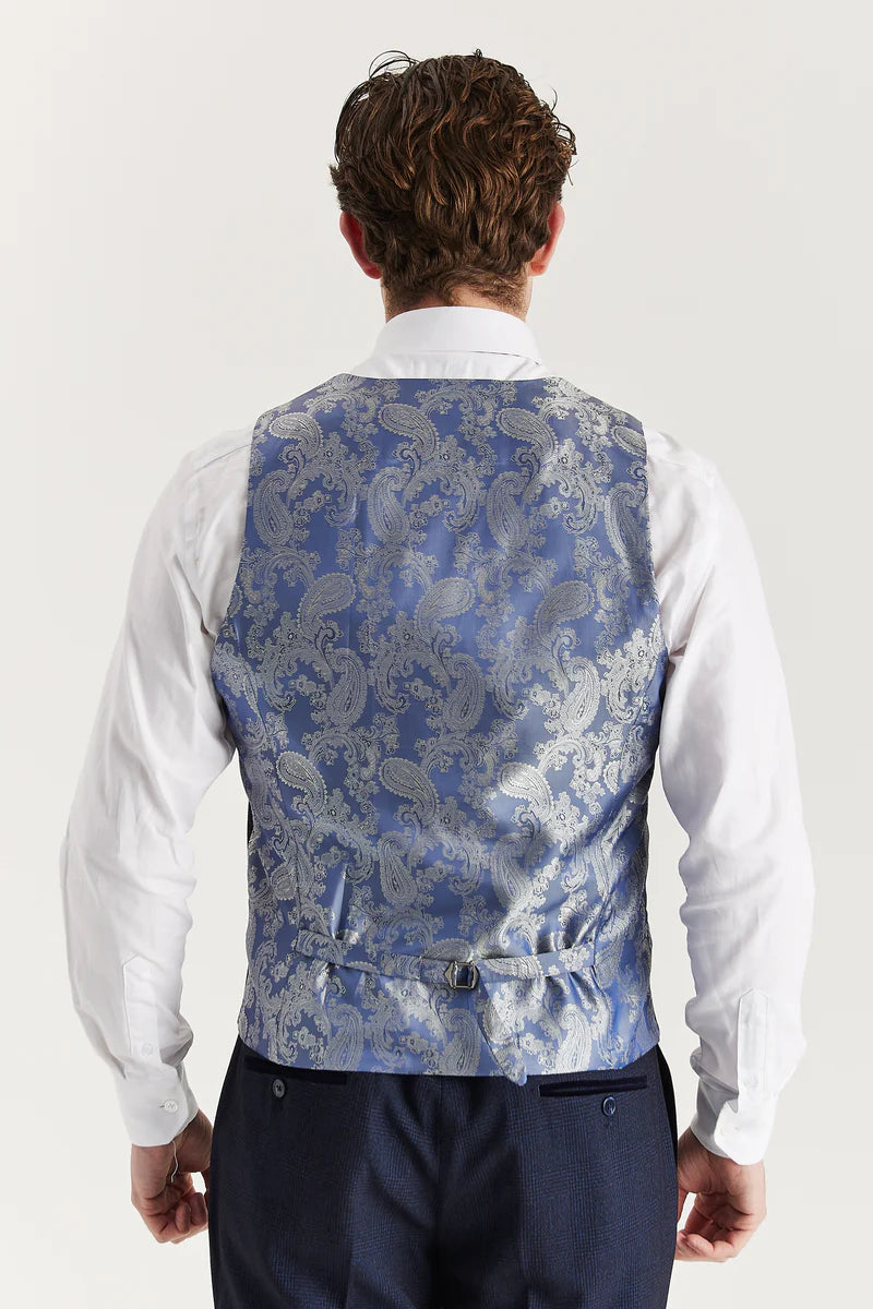 Paul Andrew- Regent Navy Check Waistcoat