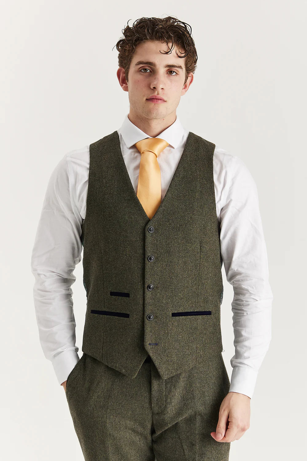 Paul Andrew- Oscar Green Tweed Waistcoat