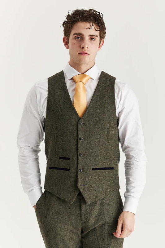 Paul Andrew- Oscar Green Tweed Waistcoat
