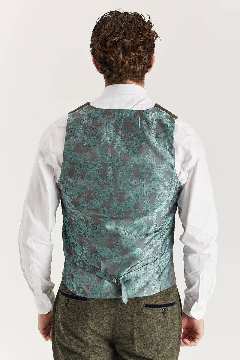 Paul Andrew- Oscar Green Tweed Waistcoat