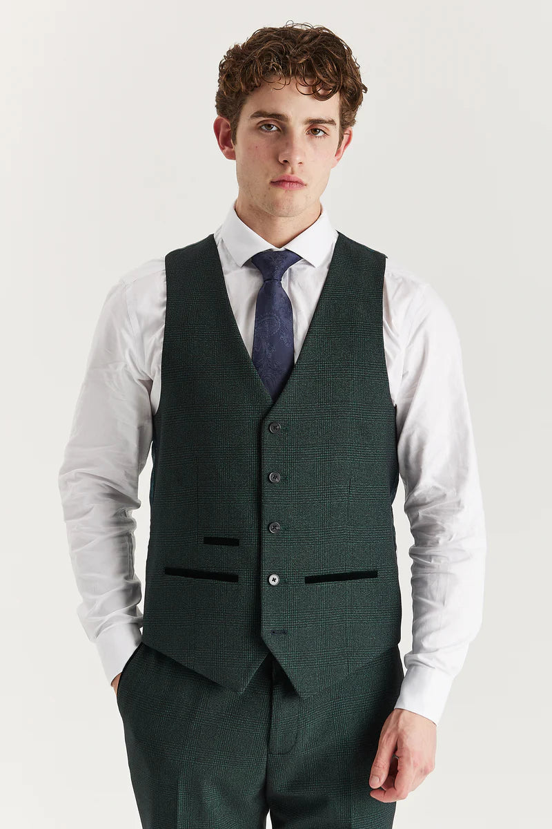 Paul Andrew- Regent Olive Check Waistcoat