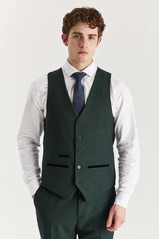 Paul Andrew- Regent Olive Check Waistcoat